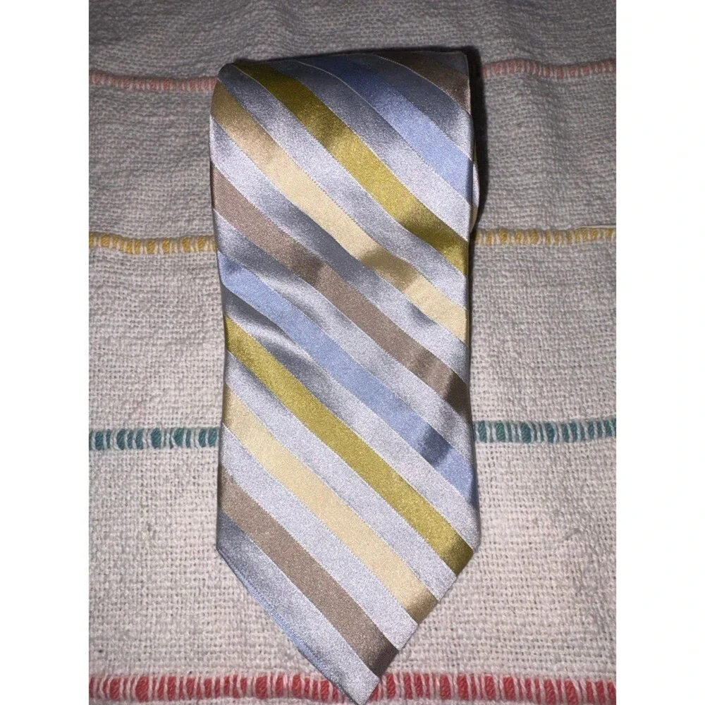 Ike Behar Stripped Cool Tone Silk Tie